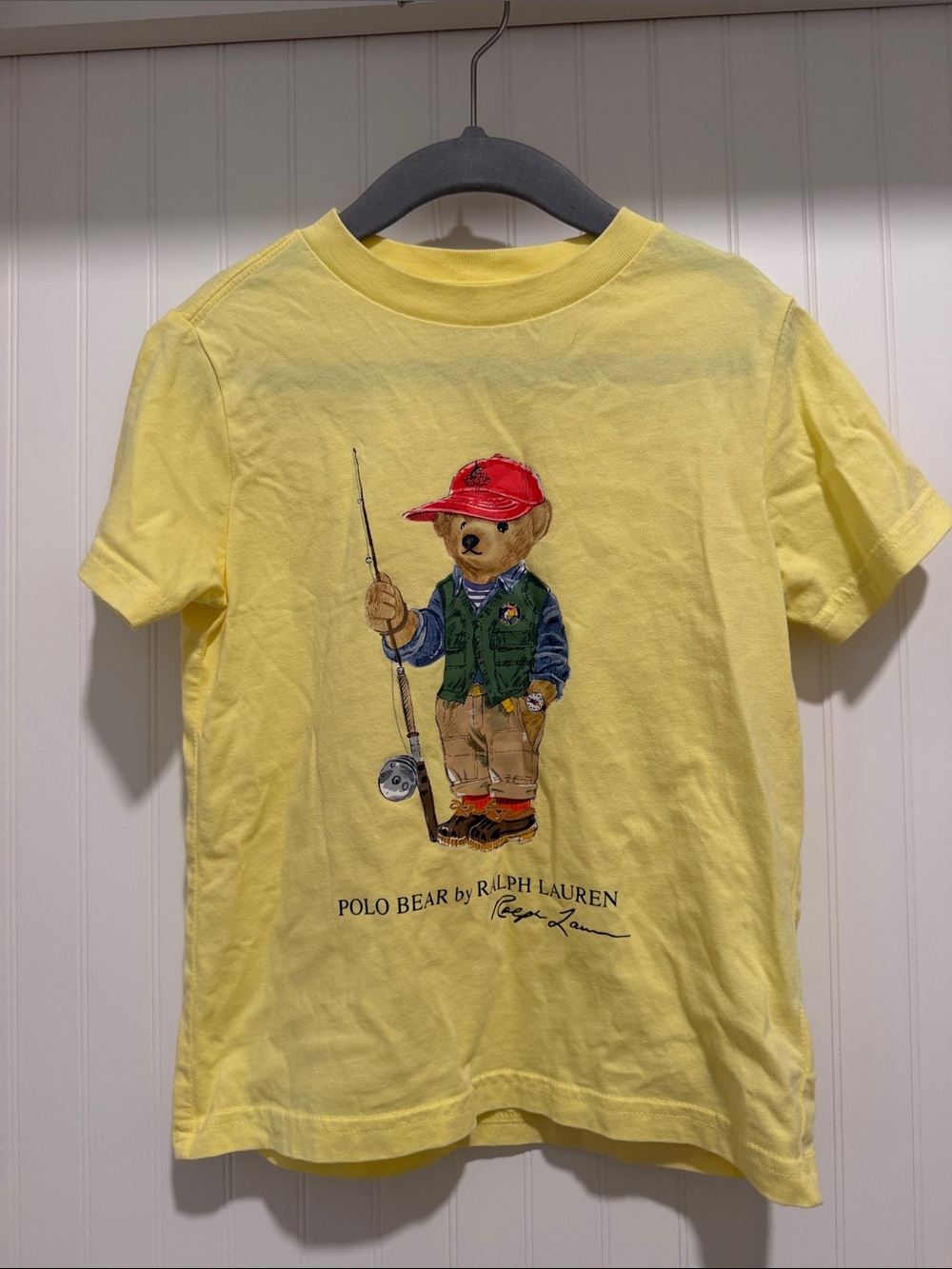 Ralph Lauren Yellow Polo Bear Fishing Graphic Tee